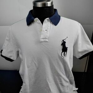 Ralph Lauren White Polo with Dark Blue Trim